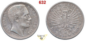 VITTORIO EMANUELE III (1900-1946) 2 Lire 1903 "Aquila araldica", Roma MIR 1139c Pagani 727 Ag 10 g circa 27 mm RRR • Sigillata BB+/q.SPL da Num. Lago ...
