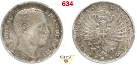 VITTORIO EMANUELE III (1900-1946) Lira 1905 "Aquila araldica", Roma MIR 1145c Pagani 765 Ag 5 g circa 23 mm R • In slab PCGS MS64 FDC