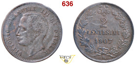 VITTORIO EMANUELE III (1900-1946) 2 Centesimi 1907 "Valore", Roma MIR 1167d Pagani 929 Cu 2 g circa 20 mm RR • Sigillata q.FDC da Num. Lago Maggiore
