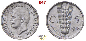 VITTORIO EMANUELE III (1900-1946) 5 Centesimi 1918 Progetto, Roma Pagani Prove 372 Mont. 633 Luppino PP286 Fe 2,03 g 17 mm RR FDC