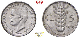 VITTORIO EMANUELE III (1900-1946) 5 Centesimi 1919 Progetto, Roma Pagani Prove 373 Mont. 634 Luppino PP290 Fe 2,01 g 17 mm R q.FDC