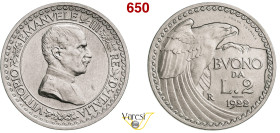 VITTORIO EMANUELE III (1900-1946) Buono da 2 Lire 1922 "prova tecnica", Pagani Prove 246 Luppino PP190 Ni 16,51 g 35,1 mm SPL÷FDC