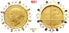 VITTORIO EMANUELE III (1900-1946) 100 Lire 1923 detto "Fascio" o "Fascione", Roma Pagani 644 MIR 1116a Au 32,2 (40,2 complessivi) 35 mm (47,2 mm compl...