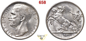 VITTORIO EMANUELE III (1900-1946) 10 Lire 1929 due rosette "Biga", Roma MIR 1132h Pagani 694a Ag 10 g circa 27 mm R • Sigillata FDC da Angelo Bazzoni...