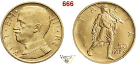 VITTORIO EMANUELE III (1900-1946) 50 Lire 1932 X, Roma MIR 1123c Pagani 659 Au 4,40 g 20,5 mm q.FDC
