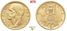 VITTORIO EMANUELE III (1900-1946) 50 Lire 1936, XIV EF "Prova", R, Roma Pagani Prove 171 Mont. 79 Luppino PP130 Au RRRR • Ex collezione Odescalchi di ...