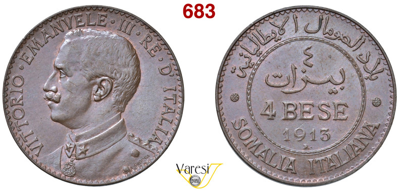 VITTORIO EMANUELE III - monetazione per la Somalia (1900-1946) 4 Bese 1913, Roma...