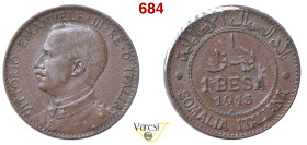 VITTORIO EMANUELE III - monetazione per la Somalia (1900-1946) Besa 1913, Roma MIR 1180b Pagani 986 Cu 2,5 g circa 20 mm • Sigillata FDC da Angelo Baz...