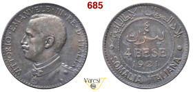 VITTORIO EMANUELE III - monetazione per la Somalia (1900-1946) 4 Bese 1921, Roma MIR 1178d Pagani 976 Cu 10 g circa 30 mm • Sigillata "Conservazione e...