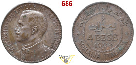 VITTORIO EMANUELE III - monetazione per la Somalia (1900-1946) 4 Bese 1923, Roma MIR 1178e Pagani 977 Cu 10 g circa 30 mm • Sigillata FDC da Angelo Ba...
