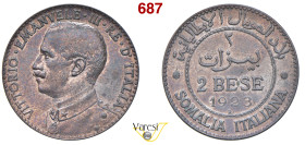 VITTORIO EMANUELE III - monetazione per la Somalia (1900-1946) 2 Bese 1923, Roma MIR 1179e Pagani 983 Cu 4,93 g 25 mm • Ex Nomisma 46/1503 SPL÷FDC
