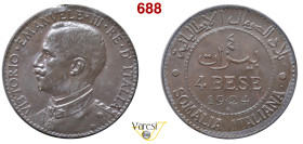 VITTORIO EMANUELE III - monetazione per la Somalia (1900-1946) 4 Bese 1924, Roma MIR 1178f Pagani 978 Cu 10 g circa 30 mm • Sigillata q.FDC/FDC da Emi...
