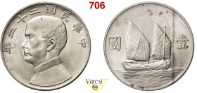 CINA - REPUBBLICA (1912-1949) 1 Dollaro Y. 22 (1933) "Giunca", Shanghai KM. 345 L&M 109 Kahn 623 Ag 26,77 g 39,4 mm SPL÷FDC