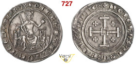 CIPRO - PIETRO I (1359-1369) Grosso grande D/ il Re in trono con spada e globo crucigero R/ Croce di Gerusalemme con piccole croci nei quarti Metcalf ...