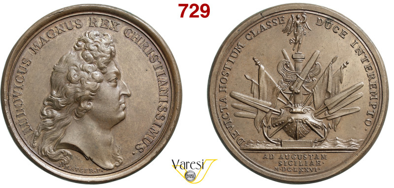 FRANCIA - LUIGI XIV (1643-1715) Medaglia 1676 per la vittoria navale a Palermo s...