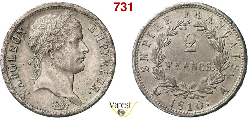 FRANCIA - NAPOLEONE I (1804-1815) 2 Franchi 1810, A, Parigi Gad. 584 KM. 694.1 A...