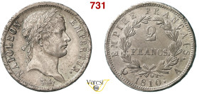 FRANCIA - NAPOLEONE I (1804-1815) 2 Franchi 1810, A, Parigi Gad. 584 KM. 694.1 Ag 9,77 g 27 mm q.SPL