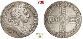 GRAN BRETAGNA - GUGLIELMO III (1694-1702) Corona 1696 "octavo" . KM. 486 Ag 29,19 g 39,1 mm • Minuscolo colpetto al bordo MB/q.BB