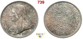 GRAN BRETAGNA - VITTORIA (1837-1901) 1/2 Corona 1893 . Seaby 3938 ESC 726 Ag 14,13 g 31,9 mm • Bella patina FDC