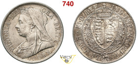 GRAN BRETAGNA - VITTORIA (1837-1901) 1/2 Corona 1901 . Seaby 3938 ESC 735 Ag 13,91 g 32,2 mm SPL÷FDC