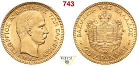 GRECIA - GIORGIO I (1863-1913) 20 Dracme 1884, A, Parigi Fr. 18 Au 6,45 g 21,3 mm BB