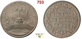 PERU - REPUBBLICA Medaglia di proclamazione dedicata al Generale Luis José de Orbegoso 1834 Opus -, D/ Veduta della fortezza Real Felipe a Calao; a s....