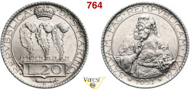 SAN MARINO - REPUBBLICA 20 Lire 1937, Roma Pagani 347 Ag 20,00 g 35,7 mm R • Hairlines SPL