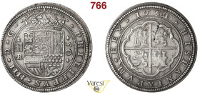 SPAGNA - FILIPPO IV (1621-1665) 50 Reales o "Cinquentin" 1659/31 sigle BR (Bernardo de Pedrera Negrete), Segovia D/ Stemma coronato; a s. acquedotto s...