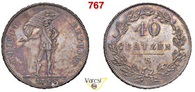 SVIZZERA - REPUBBLICA ELVETICA 40 Batzen 1798, S, Solothurn HMZ 2, 1185a Ag 29,40 g 39,6 mm RR BB/SPL