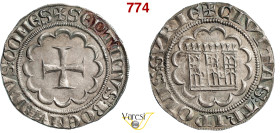 TRIPOLI - BOEMONDO VII (1275-1287) Grosso D/ Croce patente entro cornice di archi R/ Castello a tre torri Metcalf 358 Schlumberger IV, 21 Ag 4,19 g 25...