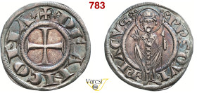 ANCONA REPUBBLICA (XIII-XIV Secolo) Grosso D/ Croce patente R/ San Ciriaco con pastorale, benedicente MIR 1353 Biaggi 34 Ag 2,40 g 21,5 mm BB÷SPL