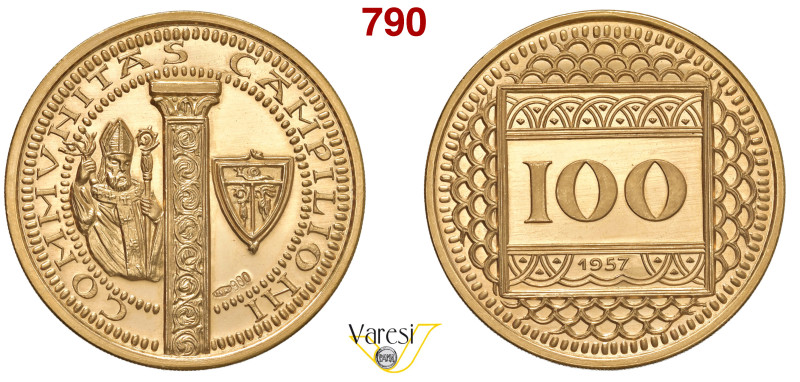 CAMPIONE D'ITALIA Gettone da 100 Franchi 1957 Au 31,94 g 36 mm FDC/proof