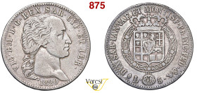 VITTORIO EMANUELE I (1802-1821) 5 Lire 1820 Torino MIR 1030e Pagani 14 Ag 24,66 g 37 mm • Colpetti MB