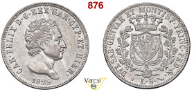 CARLO FELICE (1821-1831) 5 Lire 1825 Torino MIR 1035g Pagani 69 Ag 24,95 g 37 mm BB÷SPL