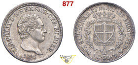 CARLO FELICE (1821-1831) 50 Centesimi 1825 Torino MIR 1038d Pagani 111 Ag 2,51 g 18 mm SPL÷FDC
