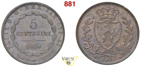 CARLO FELICE (1821-1831) 5 Centesimi 1826 "L", Torino MIR 1040b Pagani 127 Cu 9,34 g 28 mm SPL÷FDC