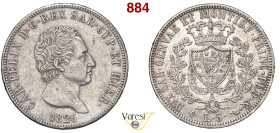 CARLO FELICE (1821-1831) 5 Lire 1826 Torino MIR 1035i Pagani 71 Ag 24,98 g 37 mm • Colpetto BB+