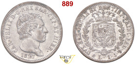 CARLO FELICE (1821-1831) Lira 1827 Genova MIR 1037h Pagani 101 Ag 5 g circa 23 mm • Sigillata q.FDC da Num. Lago Maggiore