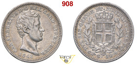 CARLO ALBERTO (1831-1849) 50 Centesimi 1842 Torino MIR 1050i Pagani 323 Ag 2,47 g 18 mm RR BB