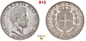 CARLO ALBERTO (1831-1849) 5 Lire 1848 Genova MIR 1047al Pagani 263 Ag 25,02 g 37 mm • Rovescio dai fondi lucenti BB÷SPL