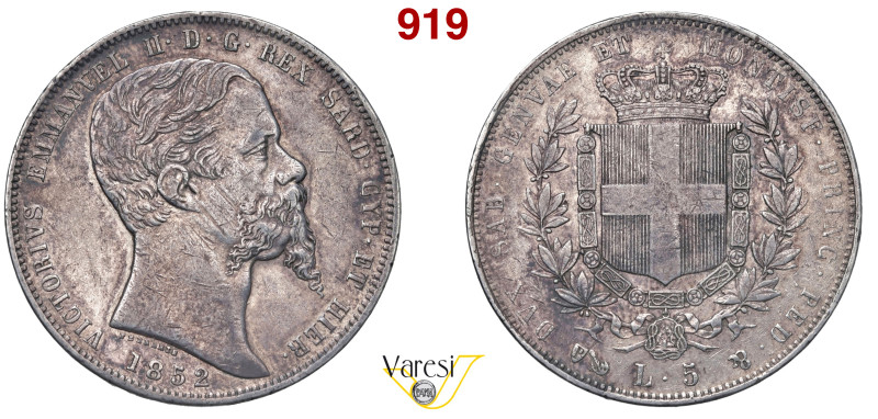 VITTORIO EMANUELE II, Re di Sardegna (1849-1861) 5 Lire 1852 Genova MIR 1057e Pa...