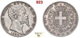 VITTORIO EMANUELE II, Re di Sardegna (1849-1861) 5 Lire 1854 Genova MIR 1057h Pagani 377 Ag 24,86 g 37 mm R MB÷BB