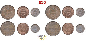 VITTORIO EMANUELE II, Re Eletto (1859-1861) 5, 2 e 1 Centesimo 1859 Birmingham Cu • Tot. 3 pz: il 2 Cent. é sigillato FDC da Raffaele Negrini