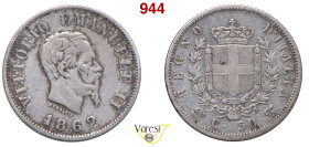 VITTORIO EMANUELE II, Re d'Italia (1861-1878) 50 Centesimi 1862 Torino MIR 1087d Pagani 524 Ag 2,5 circa 18 mm RR • Sigillata q.BB da Raffaele Negrini...