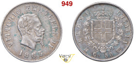 VITTORIO EMANUELE II, Re d'Italia (1861-1878) 50 Centesimi 1863 Milano MIR 1087e Pagani 525 Ag 2,50 g 18 mm SPL