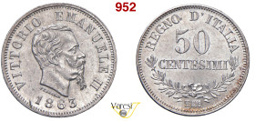 VITTORIO EMANUELE II, Re d'Italia (1861-1878) 50 Centesimi 1863 "valore", Torino MIR 1088c Pagani 529 Ag 2,50 g 18 mm q.FDC
