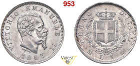 VITTORIO EMANUELE II, Re d'Italia (1861-1878) Lira 1863 Milano MIR 1085e Pagani 514 Ag 5,09 g 23 mm q.FDC/FDC