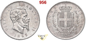 VITTORIO EMANUELE II, Re d'Italia (1861-1878) 5 Lire 1865 Torino MIR 1082f Pagani 487 Ag 25,03 g 37 mm R BB+