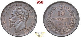 VITTORIO EMANUELE II, Re d'Italia (1861-1878) 10 Centesimi 1866 Torino MIR 1092f Pagani 543 Cu 9,89 g 30 mm SPL÷FDC