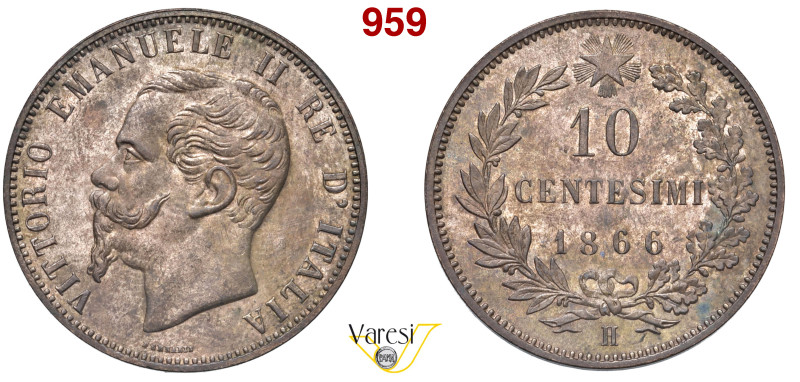 VITTORIO EMANUELE II, Re d'Italia (1861-1878) 10 Centesimi 1866 H, Birmingham MI...